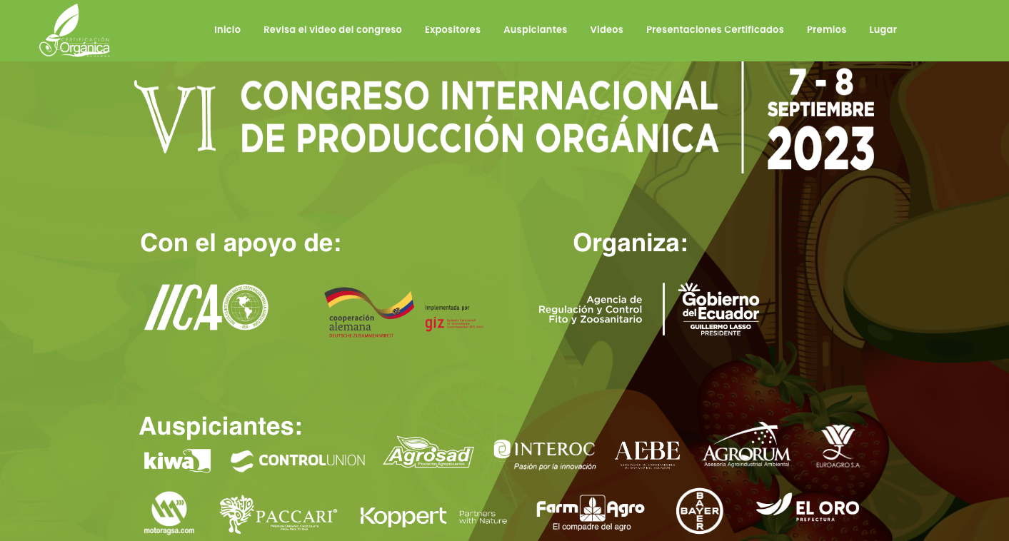 Micrositio de VI Congreso Internacional de Producción Orgánica